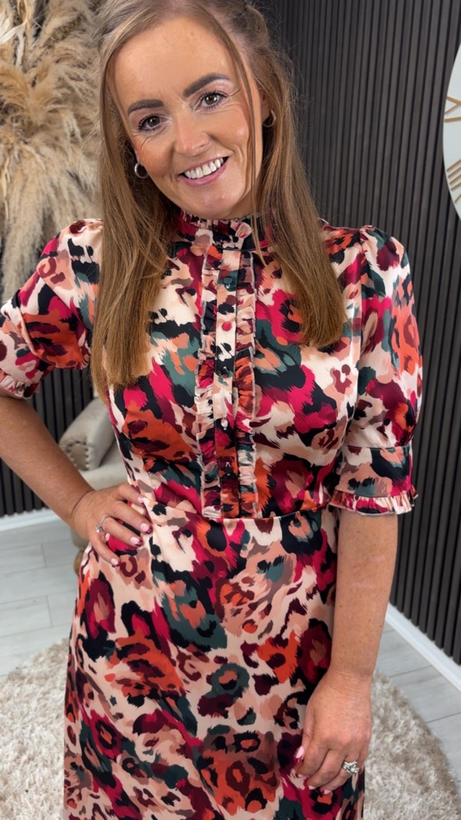 KIRSTY DRESS - PINK LEOPARD