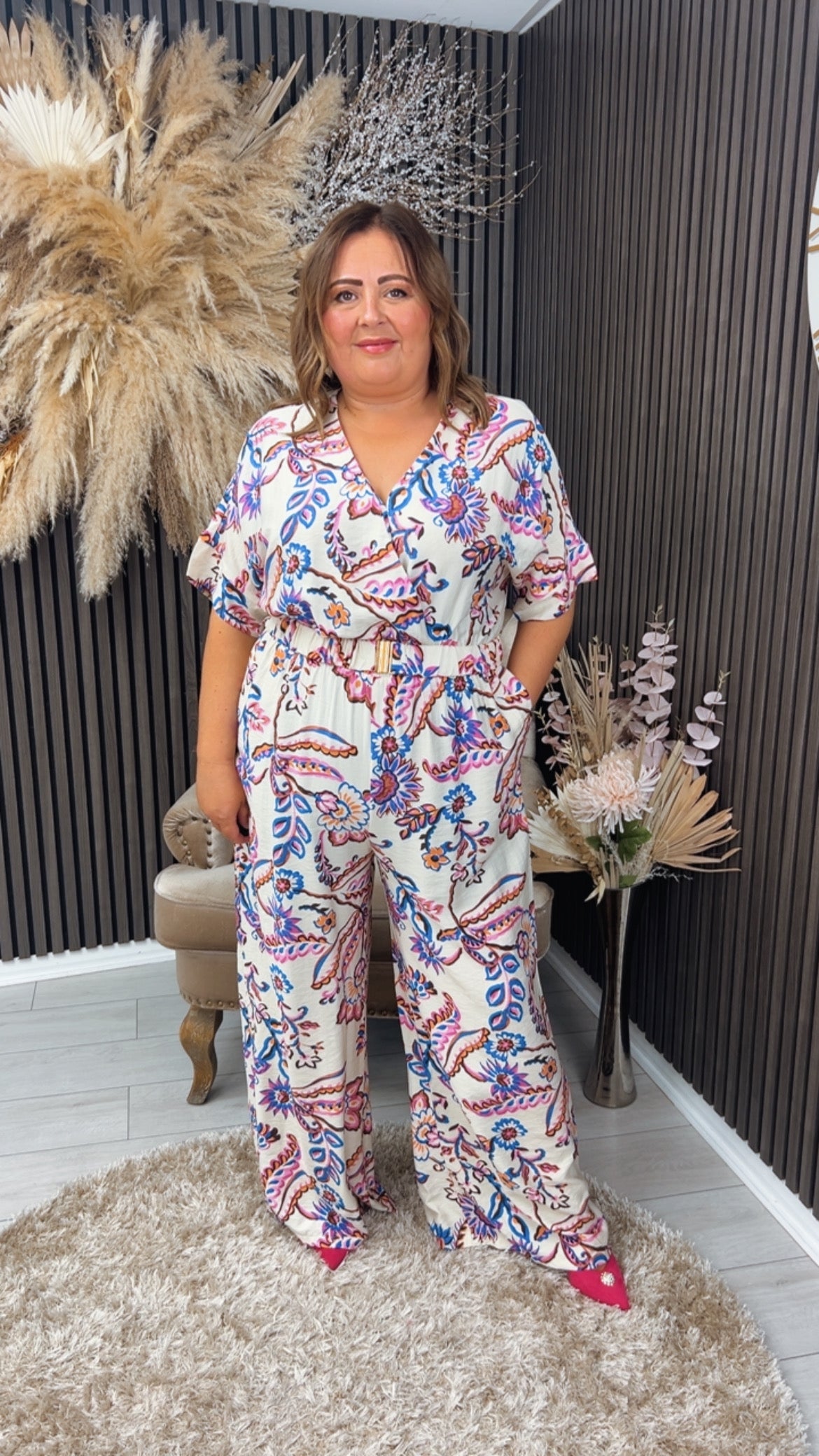 KRISTIE JUMPSUIT - CREAM/PINK