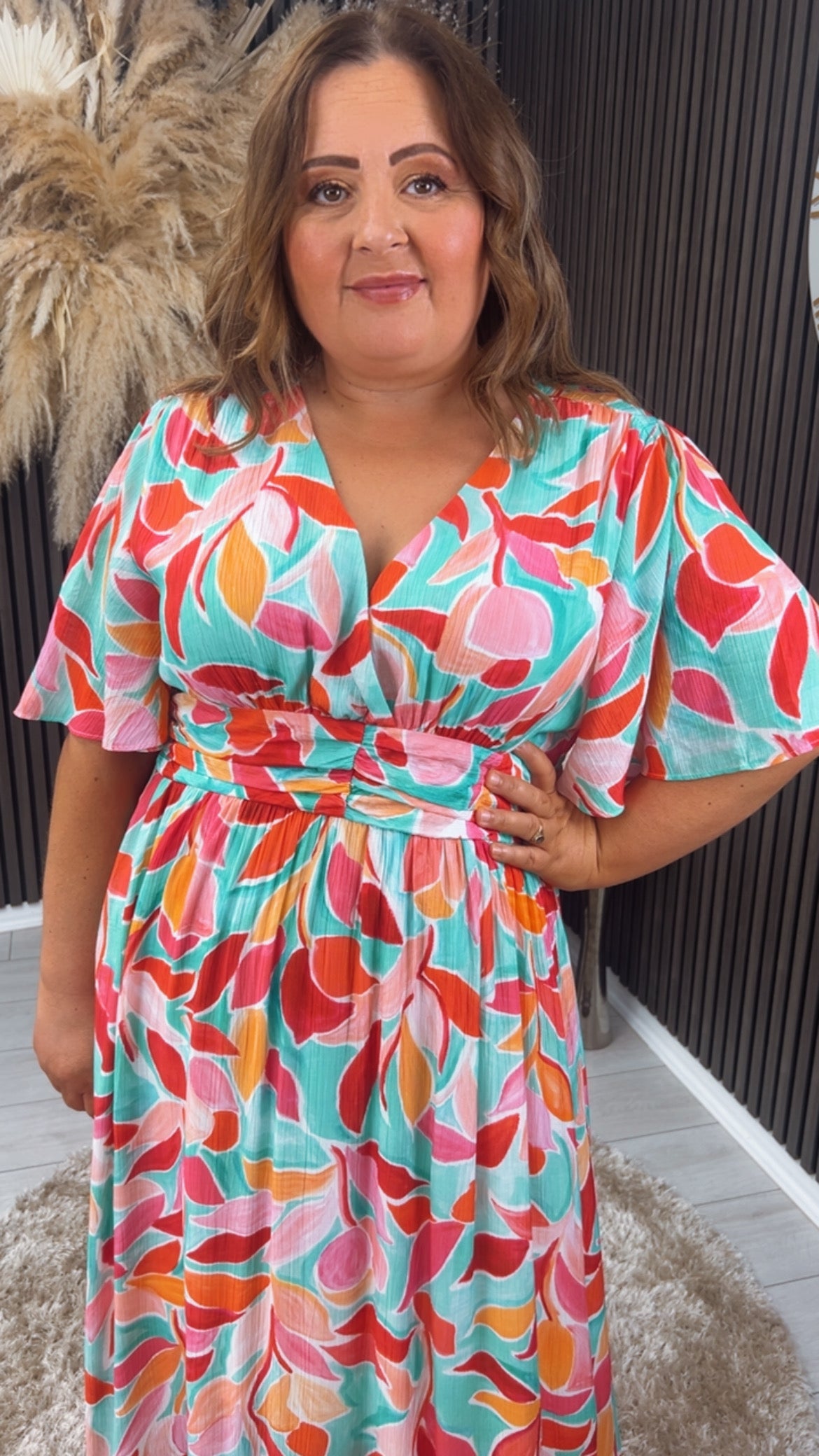 DEBRA DRESS - GREEN/ORANGE