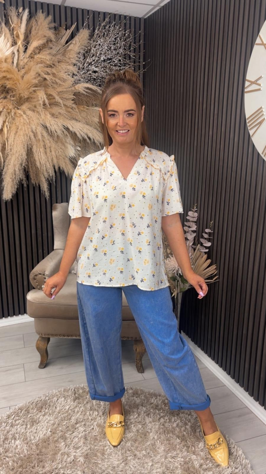 MARLENA SHIRT - CREAM/YELLOW