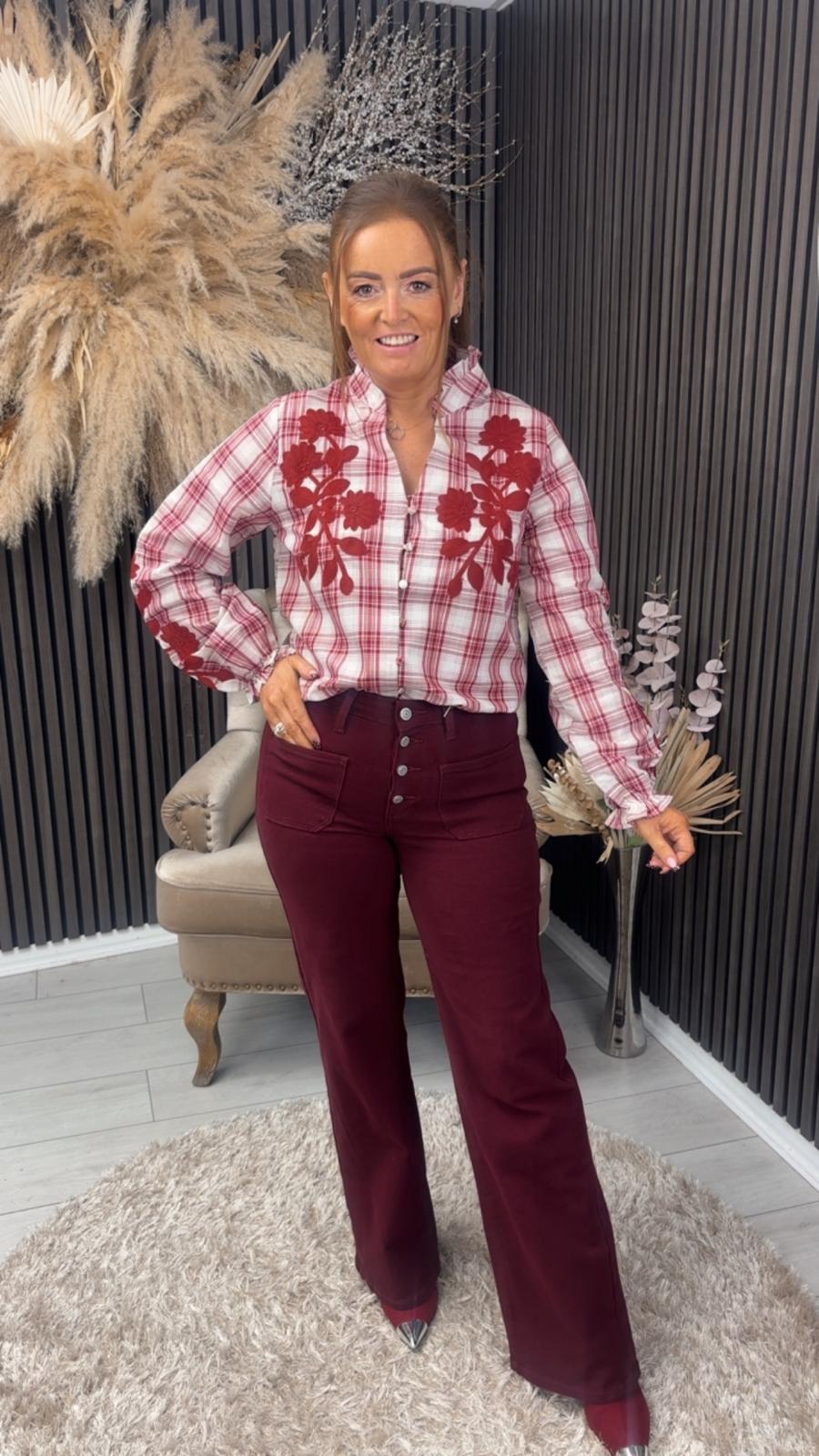 EMILY SHIRT - RED CHECKED