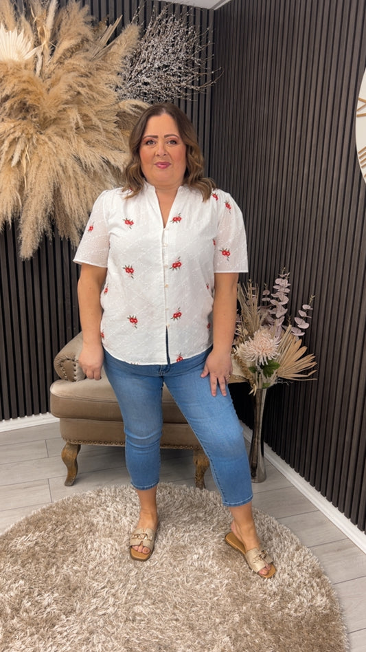 PAULA SHIRT - WHITE/RED