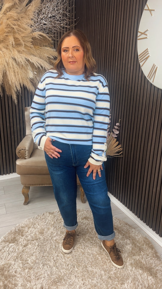 DIANI JUMPER - BLUE/BEIGE