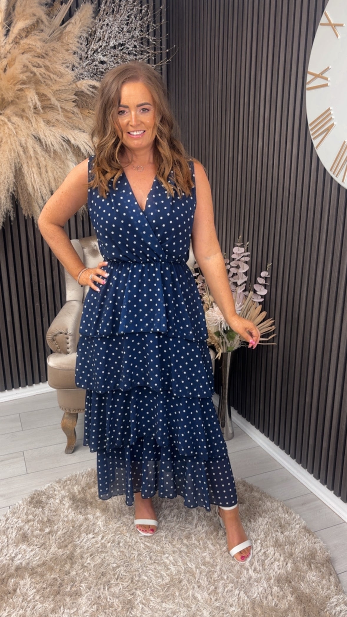 KELLY DRESS - NAVY SPOT