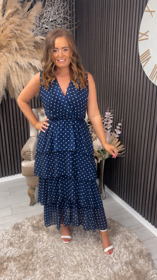 KELLY DRESS - NAVY SPOT