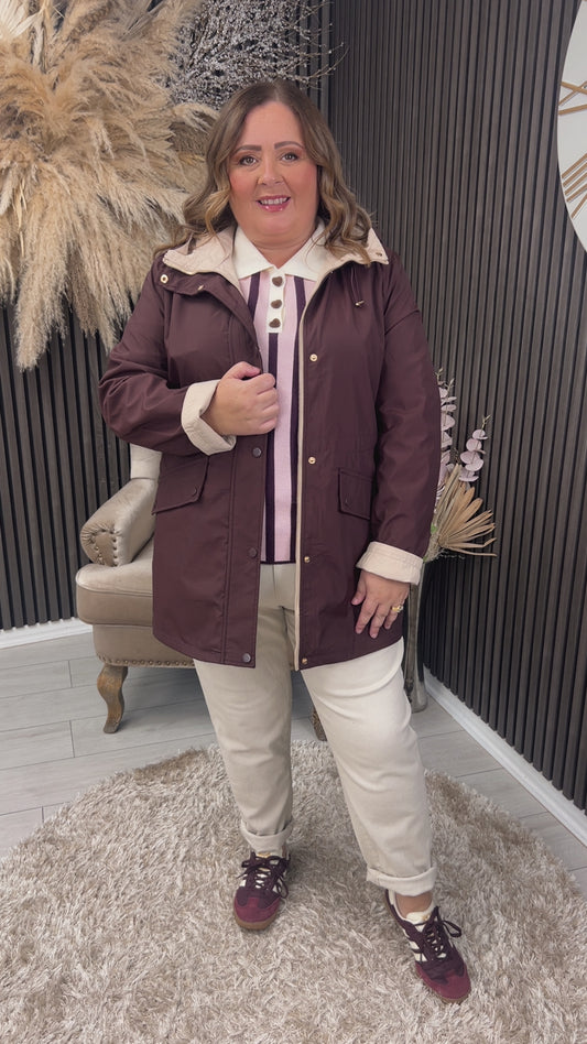 DARA REVERSIBLE COAT - BEIGE/BURGUNDY