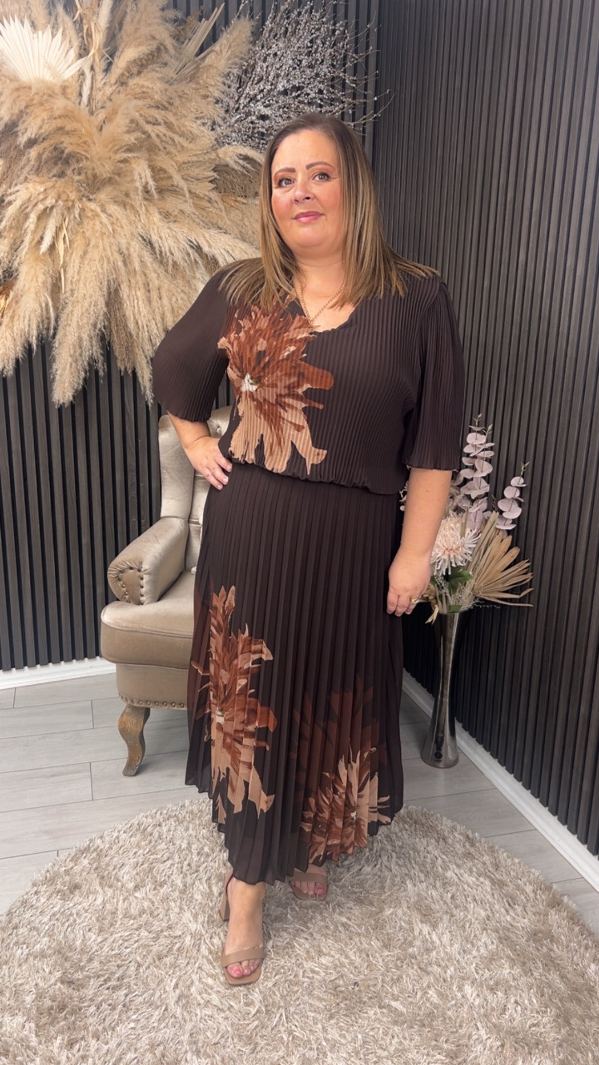 GAIL DRESS - BROWN