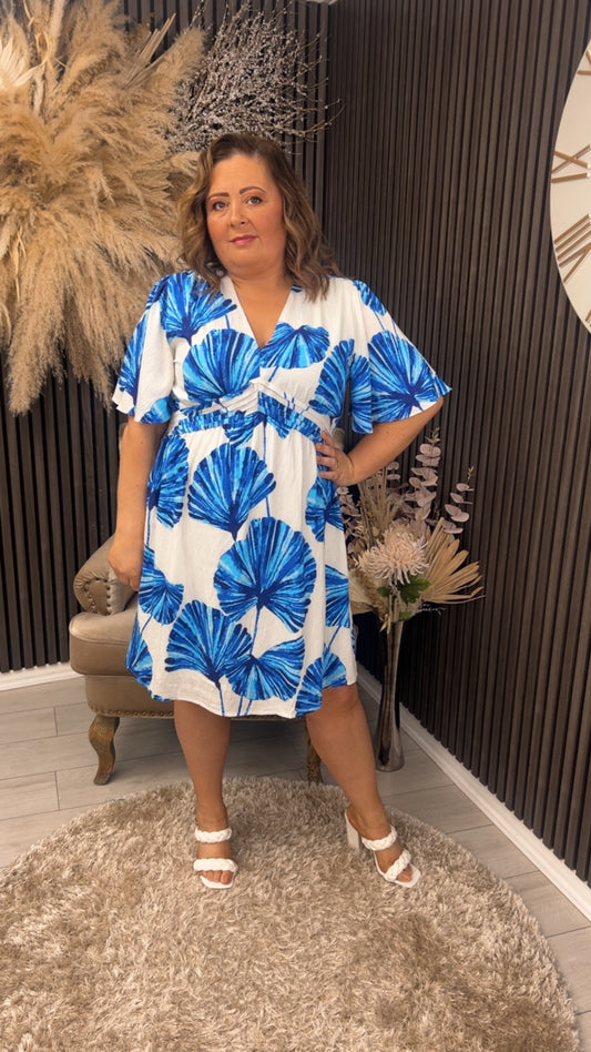 CECELIA DRESS - BLUE/WHITE