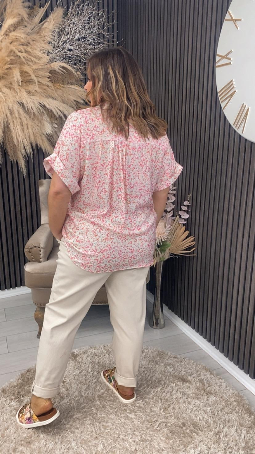 ANTOINETTE TOP  - PINK FLORAL