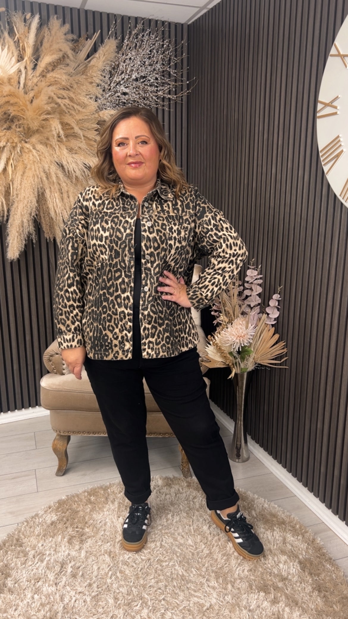 MARY DENIM SHIRT - LEOPARD PRINT