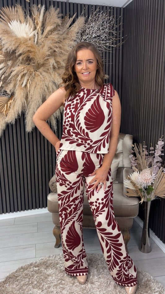 CATHY TROUSER - BURGUNDY