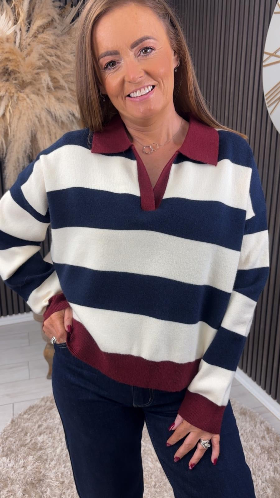 LORENA JUMPER - NAVY/BEIGE