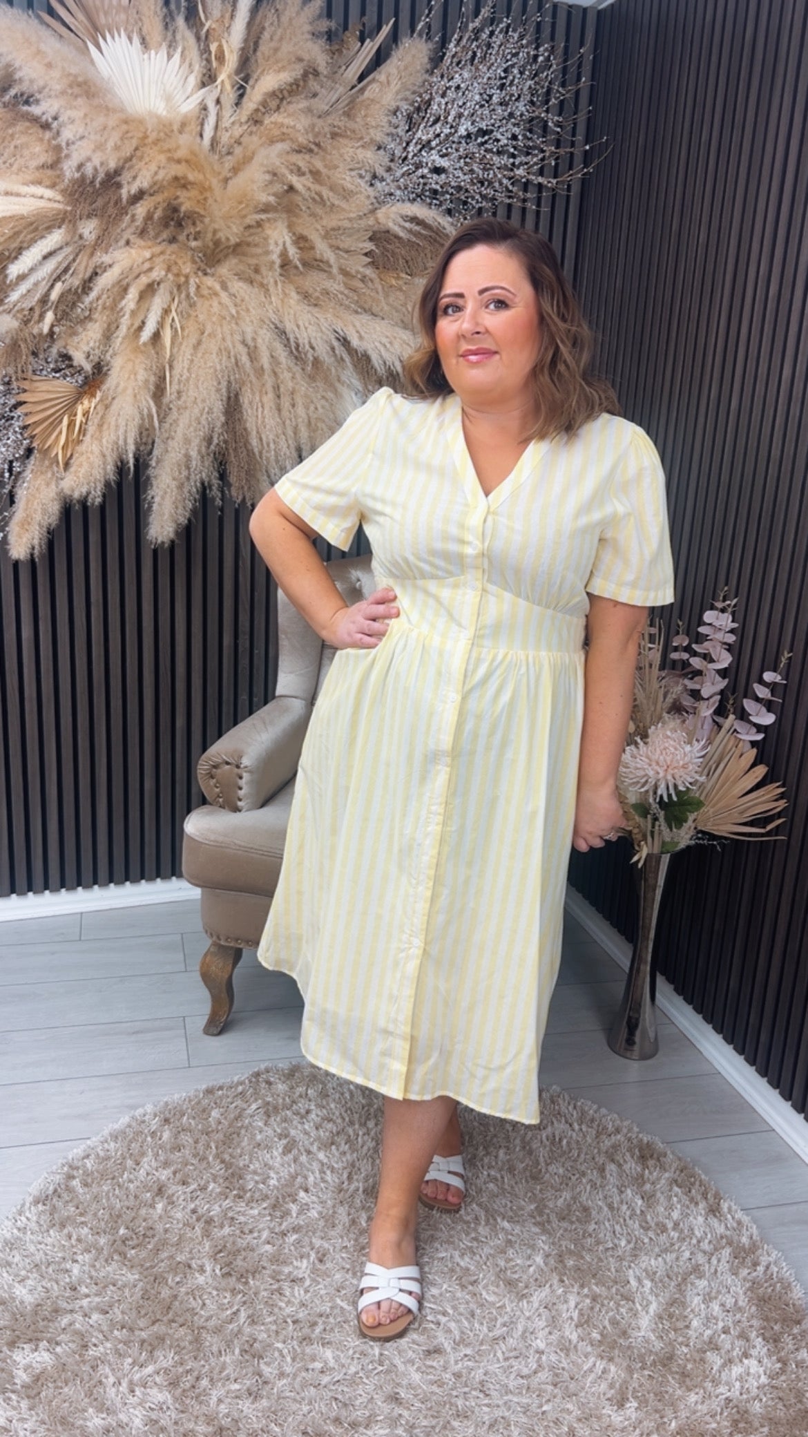 ALANNA DRESS - YELLOW STRIPE