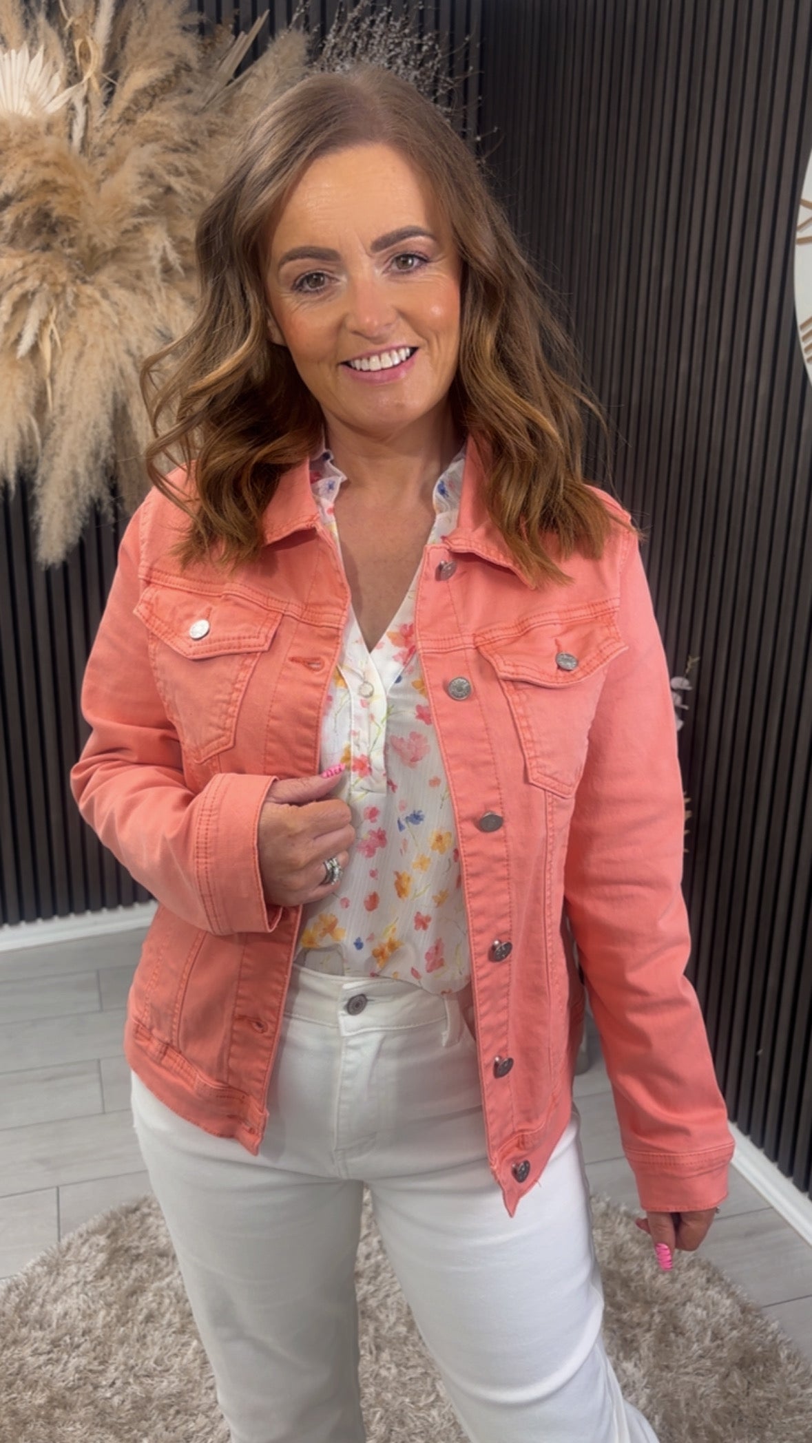 PAIGE DENIM JACKET - CORAL