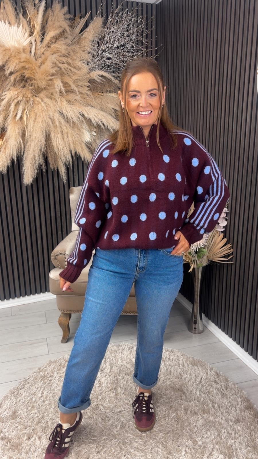 BESSIE HALF ZIP - BURGUNDY