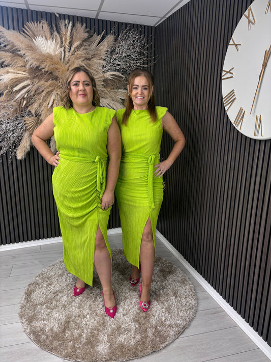 ELENA DRESS - LIME GREEN