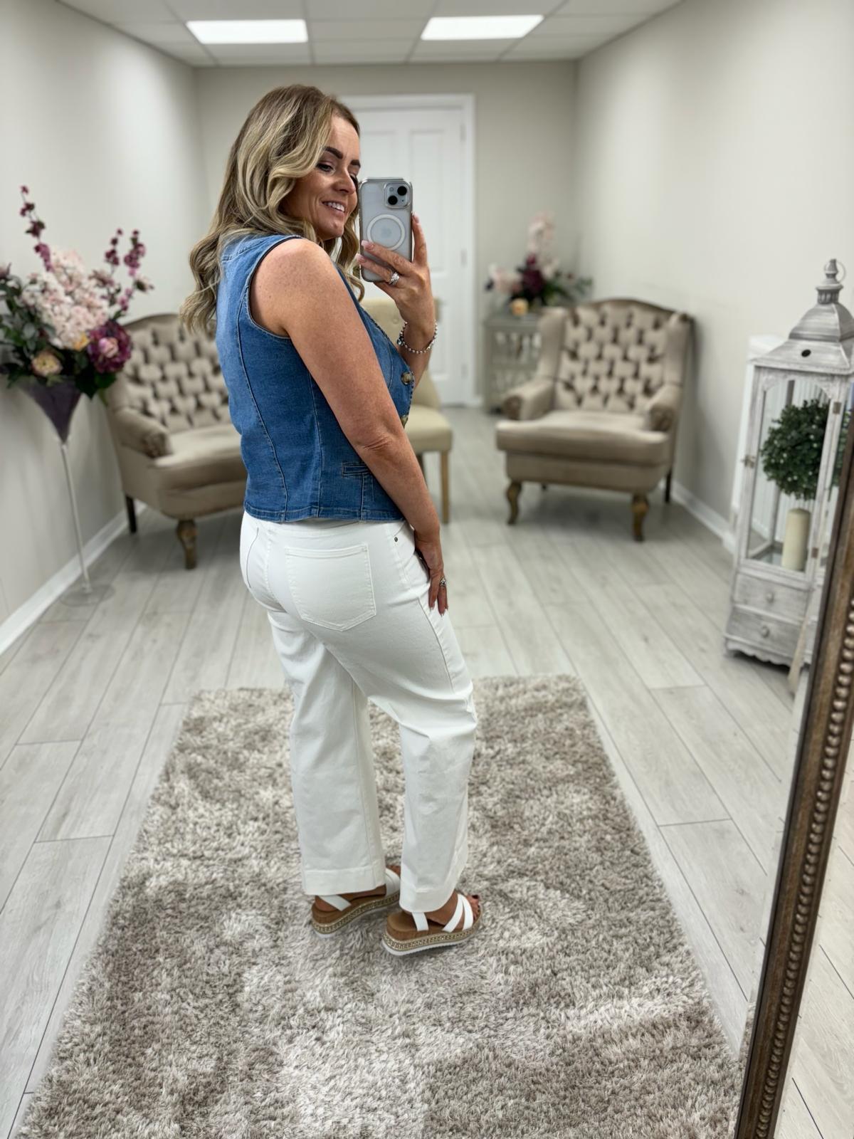 LOUISE WIDE LEG JEANS - CREAM