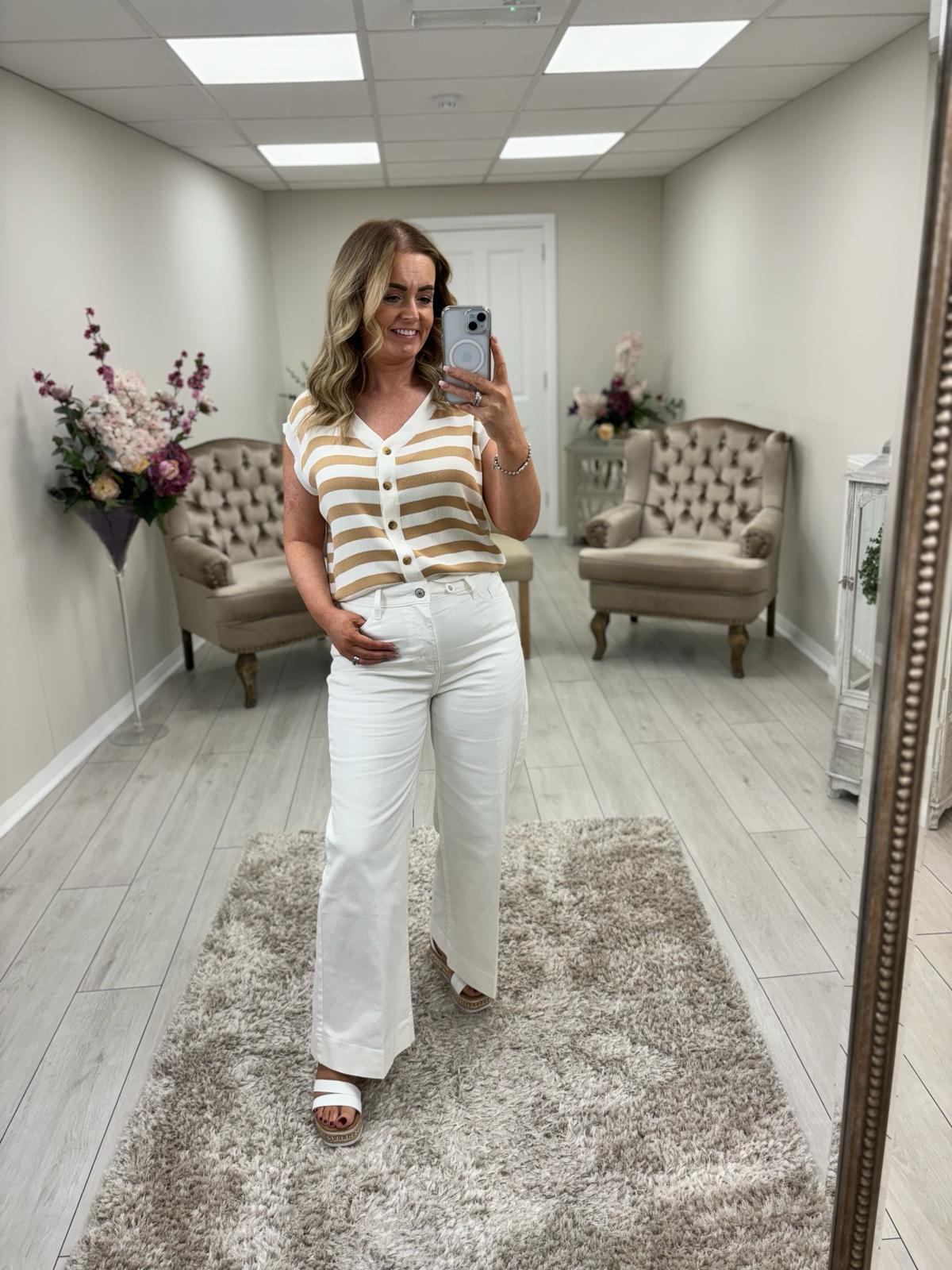 LOUISE WIDE LEG JEANS - CREAM