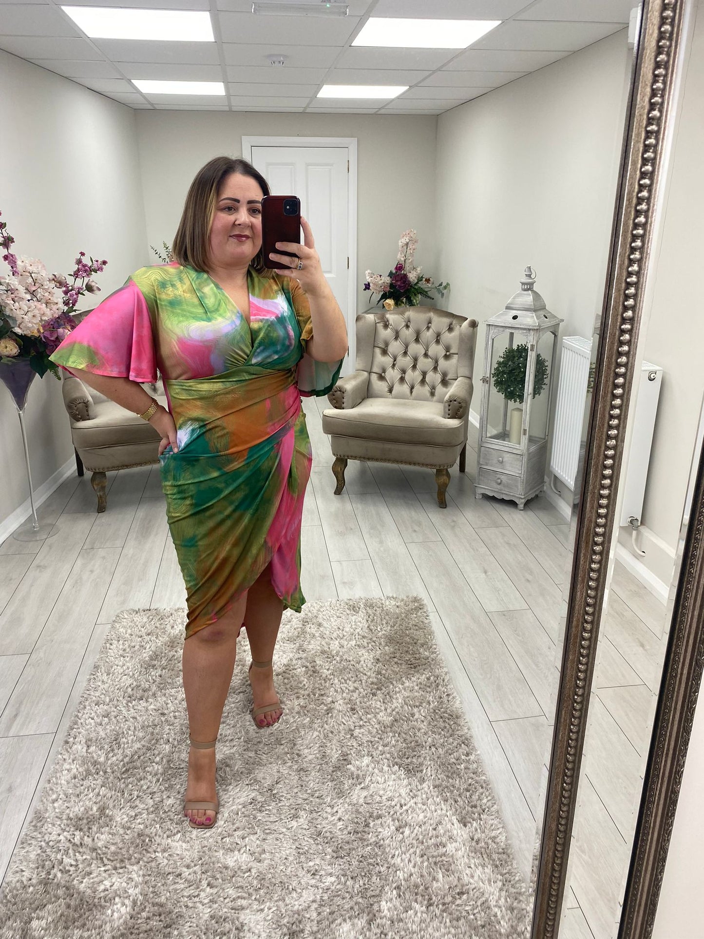 SANDY DRESS - PINK/GREEN