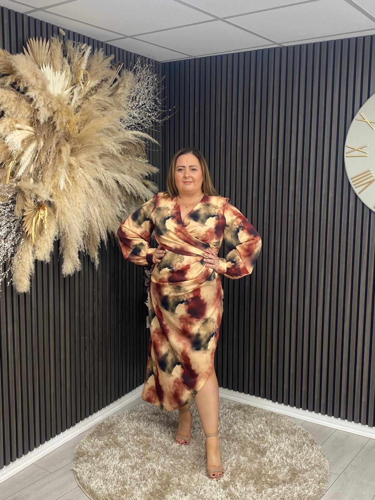 ELSA DRESS - BROWN PRINT