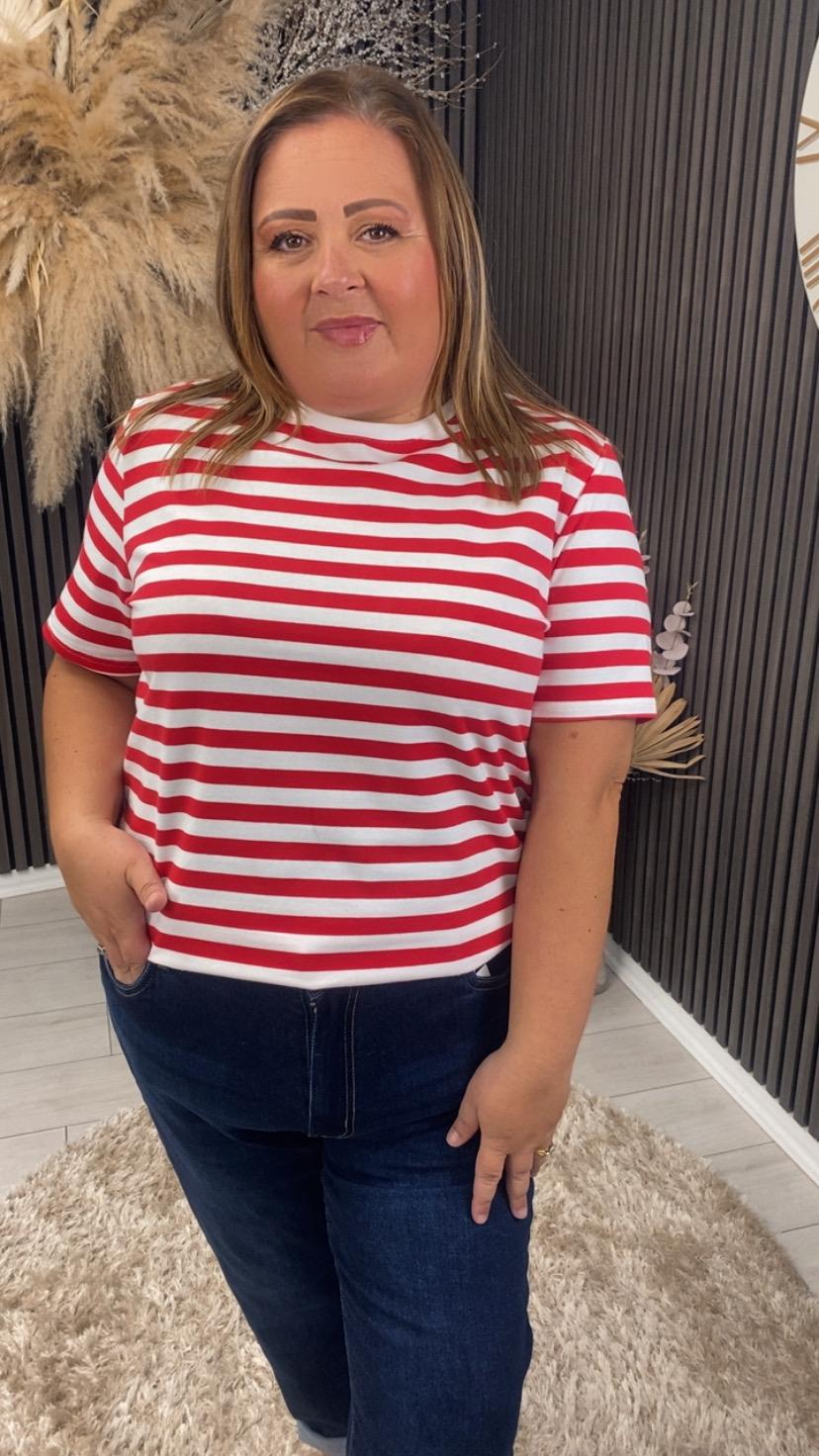 KRYSTAL T-SHIRT - RED/WHITE