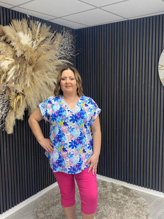 MAURA TOP - BLUE FLORAL