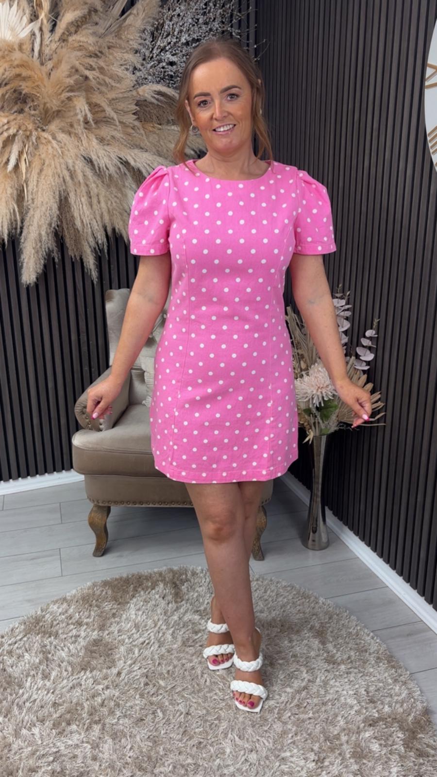 MARSHA DRESS - PINK/SPOT