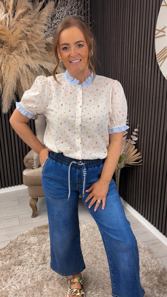 FRANKIE SHIRT - CREAM/FLORAL