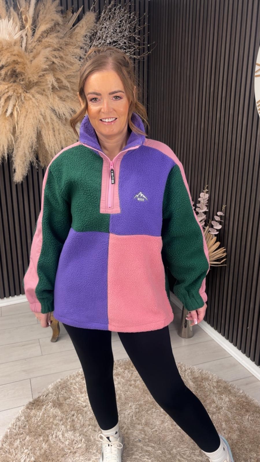TAMMY FLEECE - GREEN/PURPLE