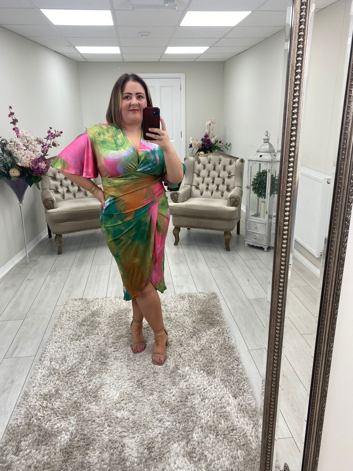 SANDY DRESS - PINK/GREEN