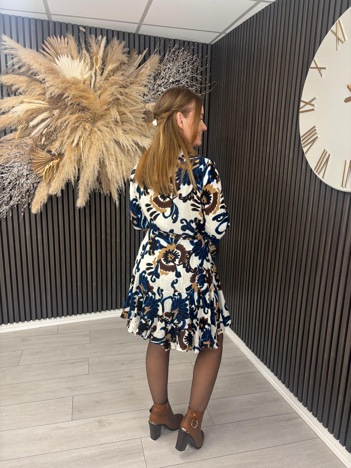 VERITY DRESS - WHITE/BLUE
