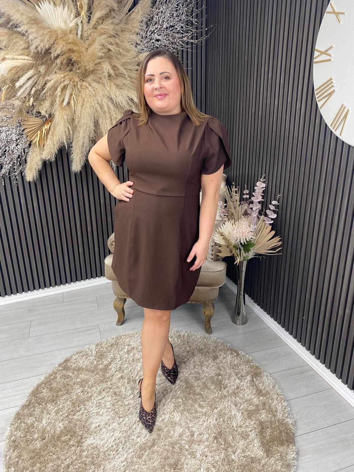 AMI TULIP DRESS - BROWN