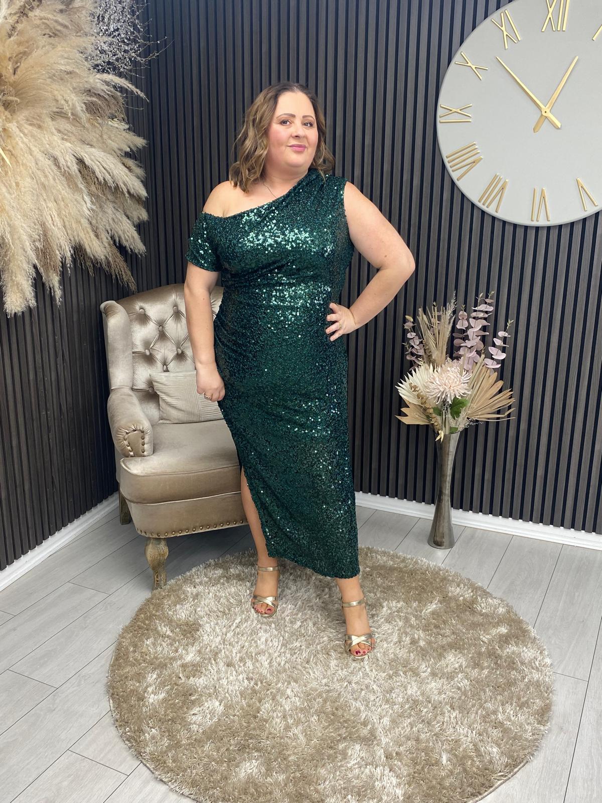 DONNA DRESS - GREEN SEQUIN