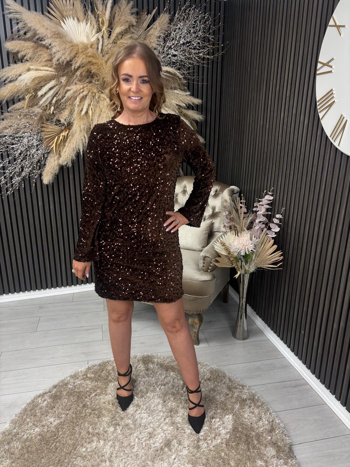 LEANNA DRESS - BROWN