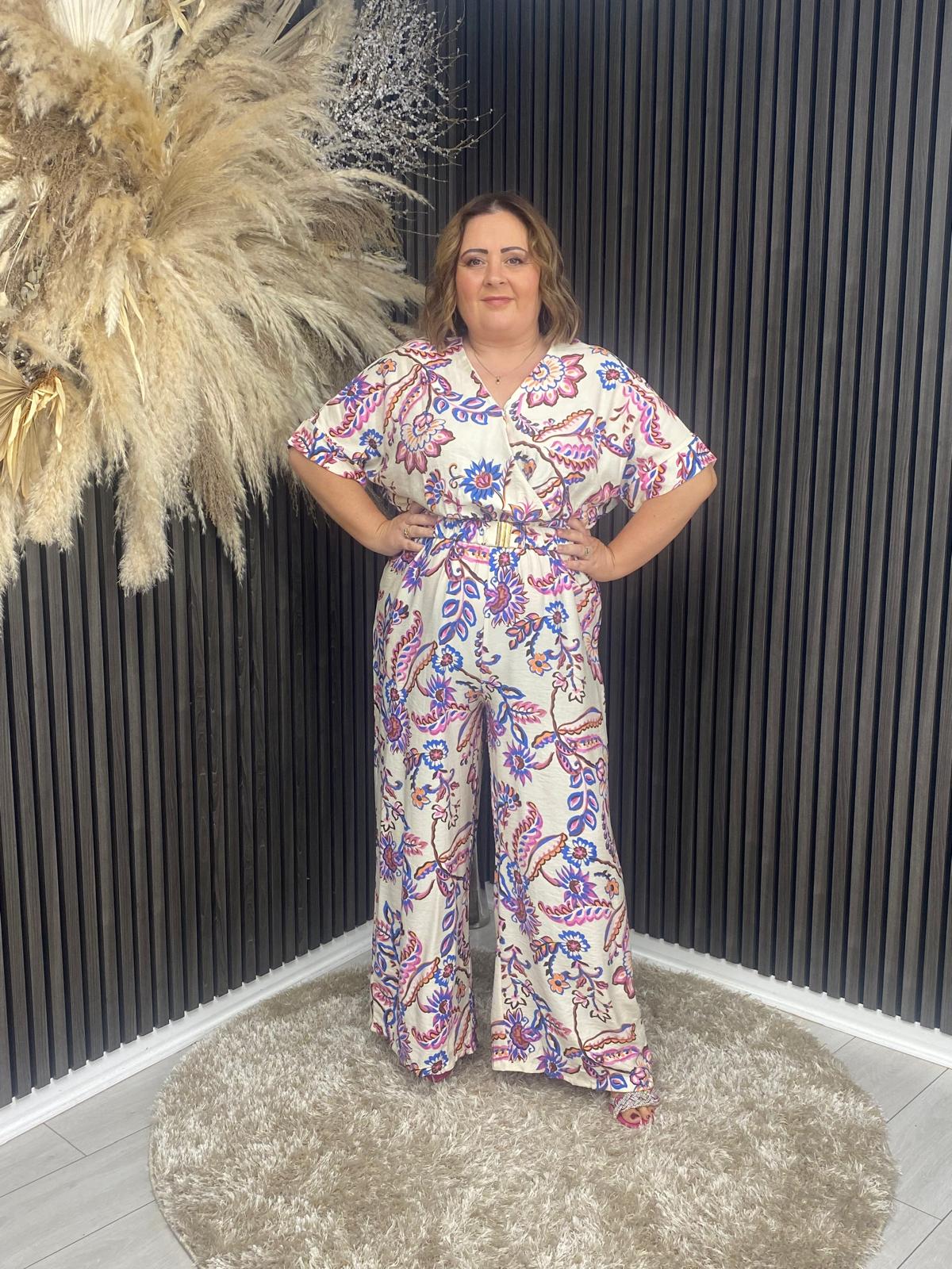 KRISTIE JUMPSUIT - CREAM/PINK