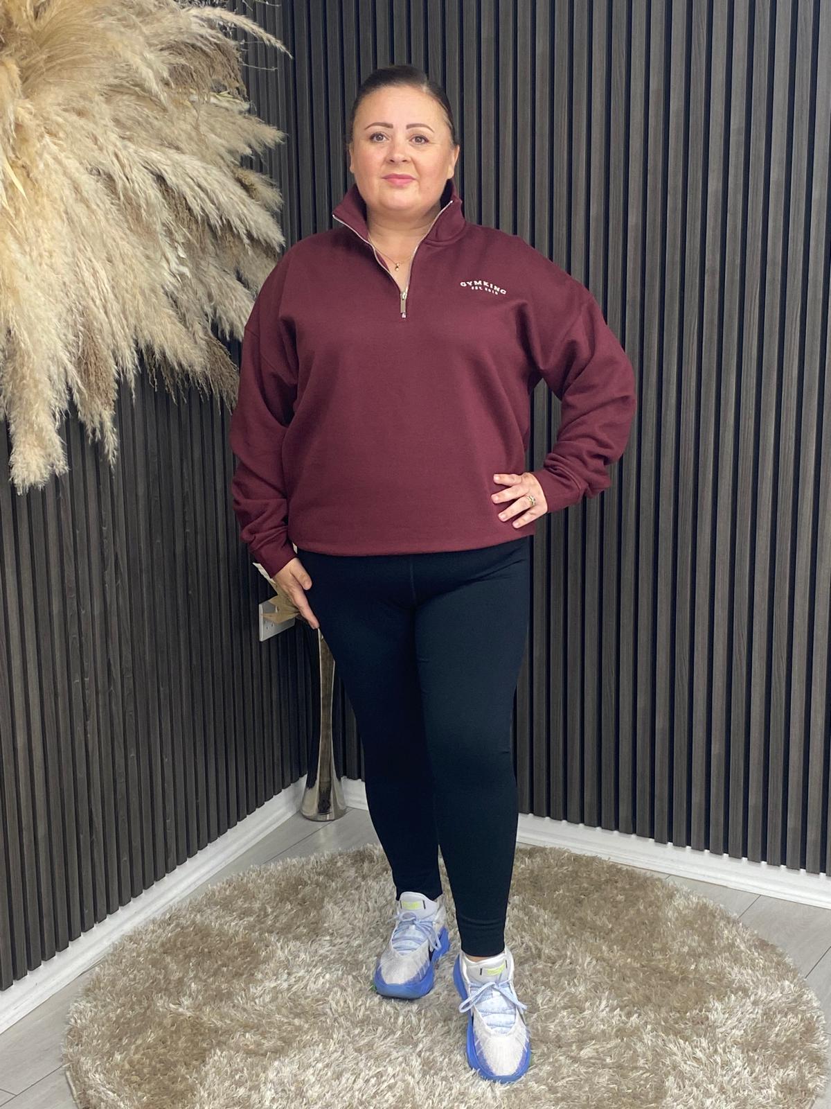 GYM KING 1/4 ZIP - DEEP CHERRY