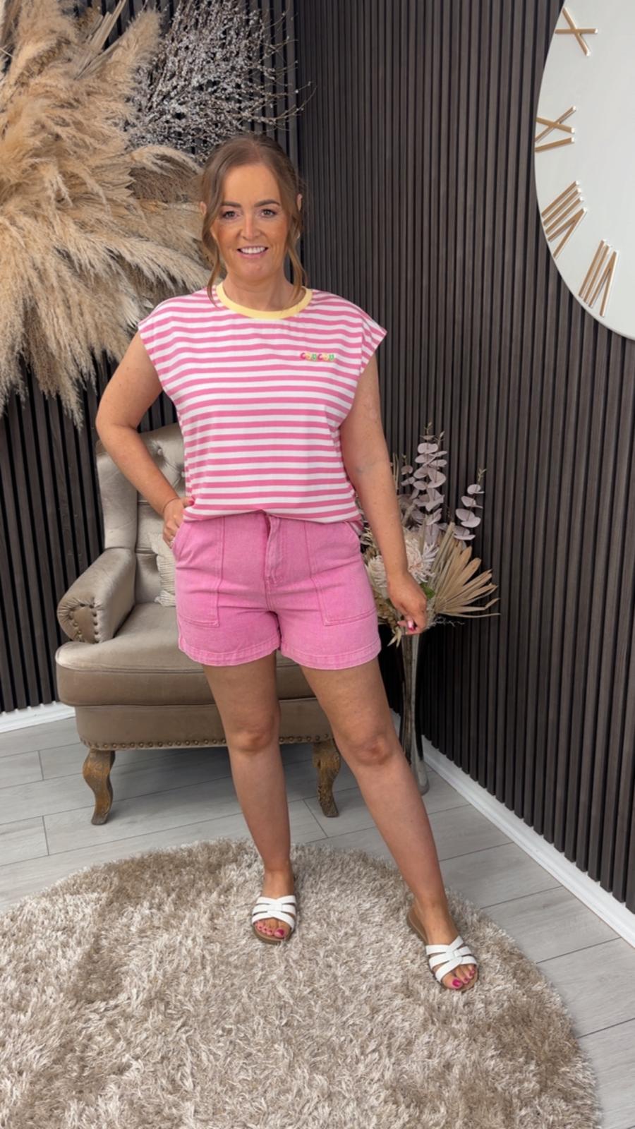 NIAMH TOP - PINK/WHITE
