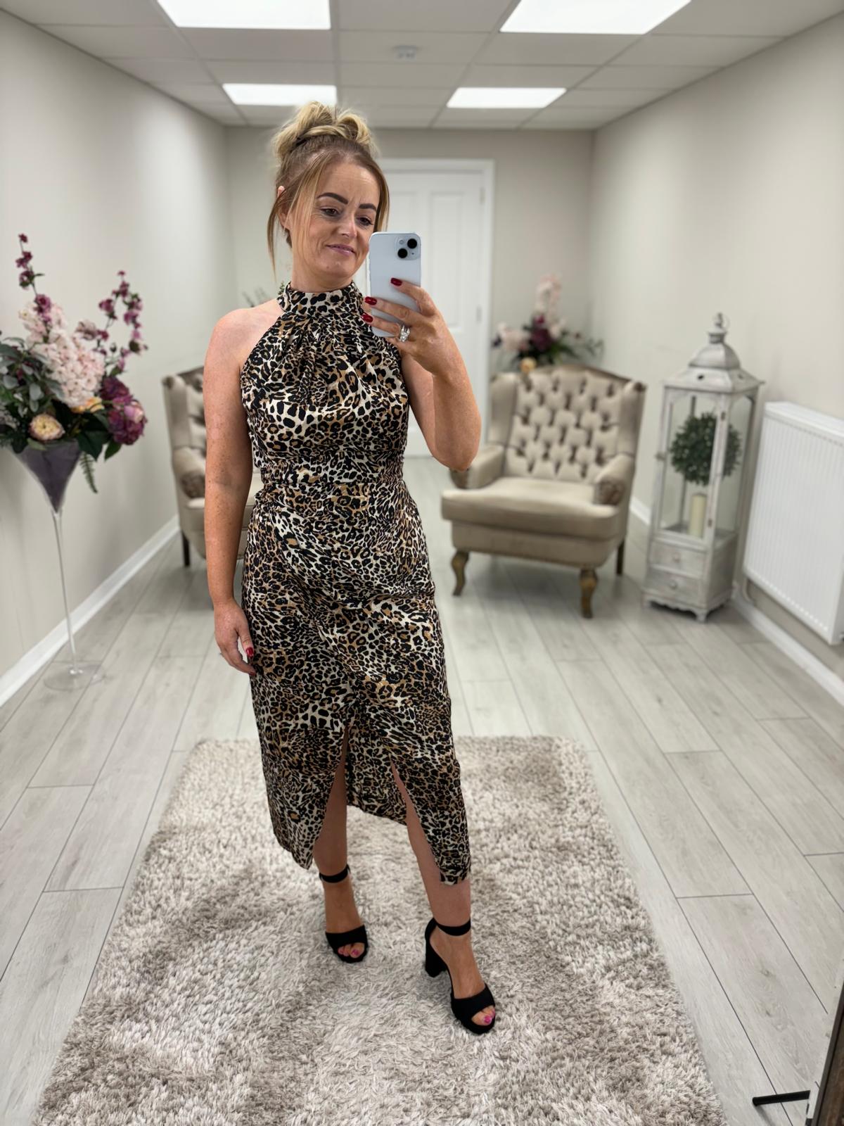 ALESSIA HALTERNECK DRESS - LEOPARD