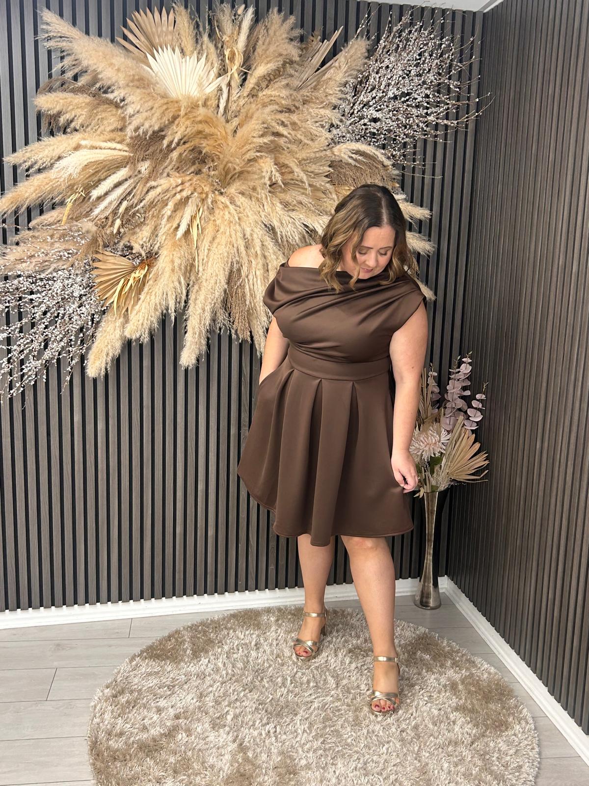 BETTY DRESS MINI - BROWN