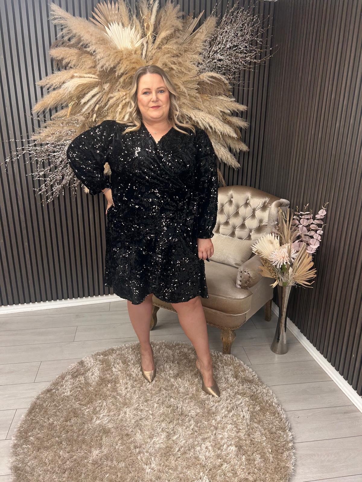 MADDIE DRESS - BLACK SEQUIN