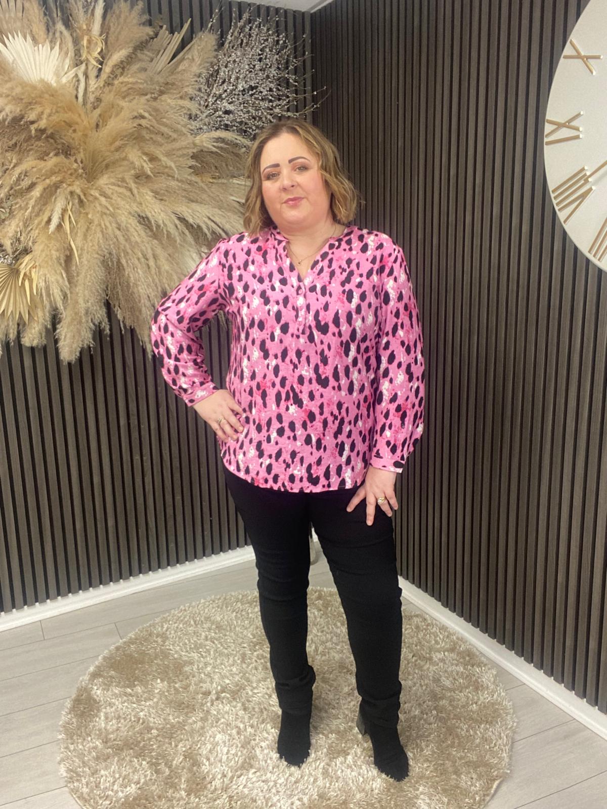 ESME TOP - PINK ANIMAL PRINT