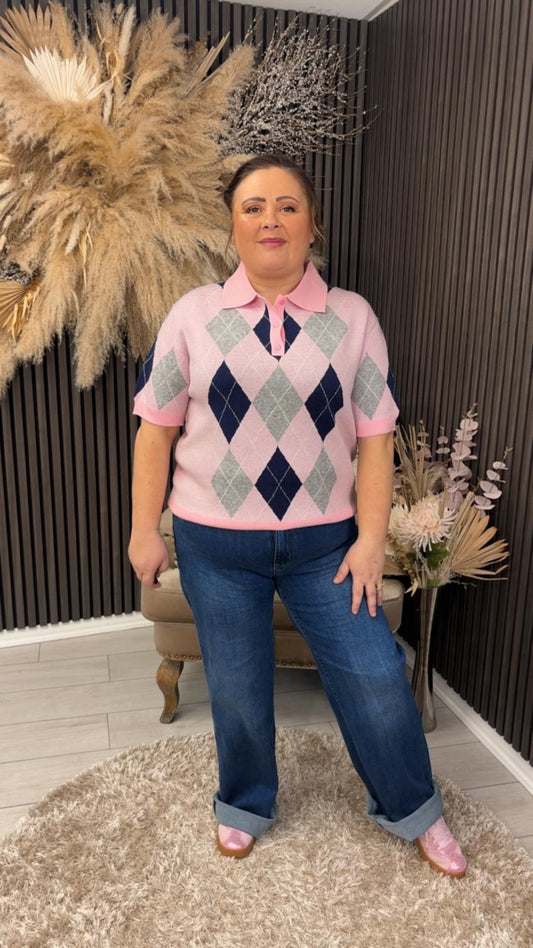 DAKOTA JUMPER - PINK/GREY