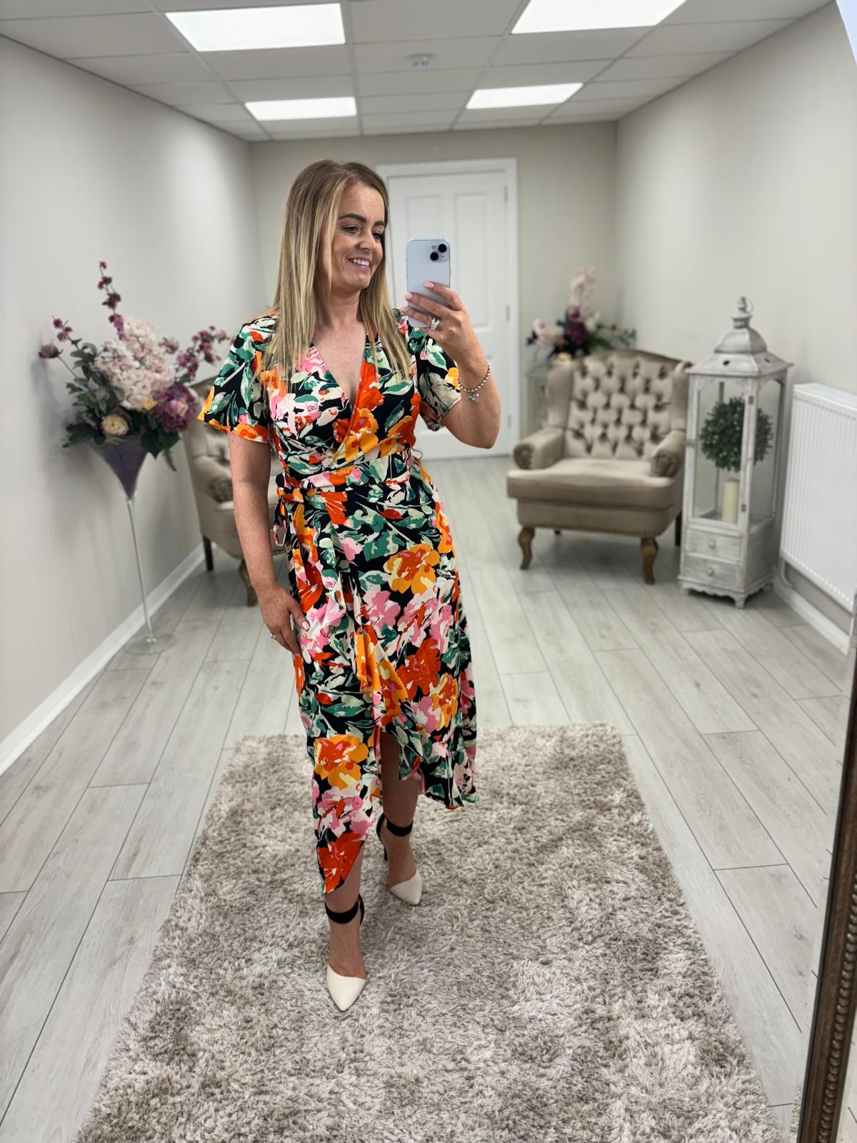 FARRAH DRESS - ORANGE FLORAL