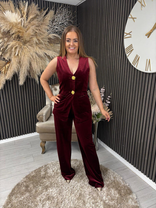 JUDY TROUSERS - BORDEAUX VELVET