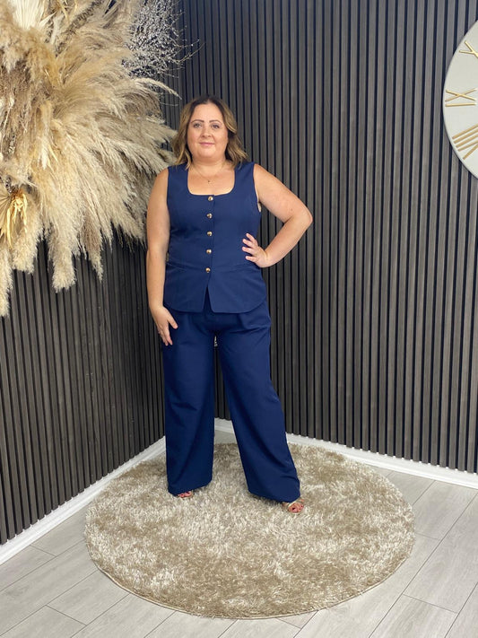 JO PLEATED TROUSER - NAVY