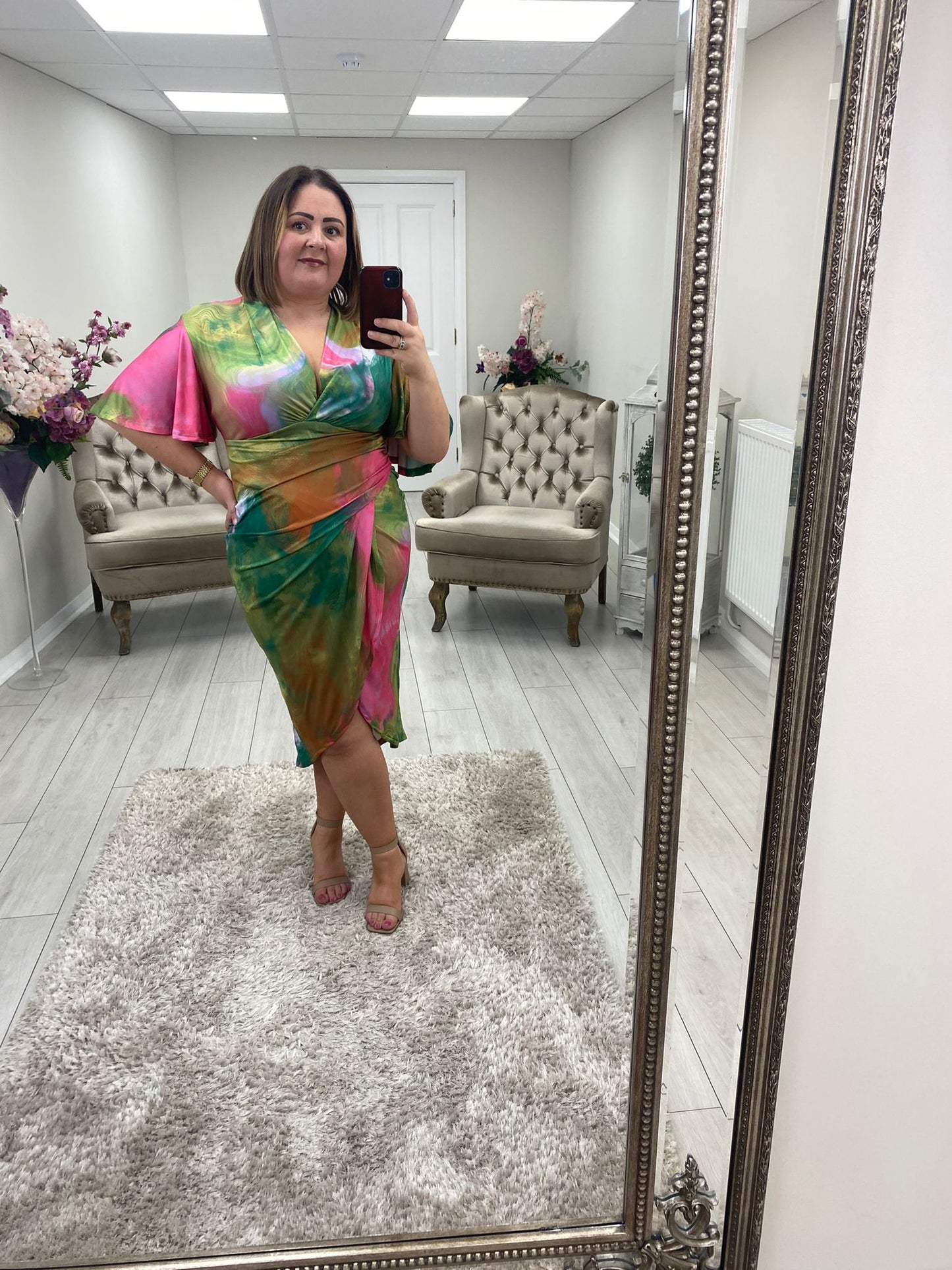 SANDY DRESS - PINK/GREEN