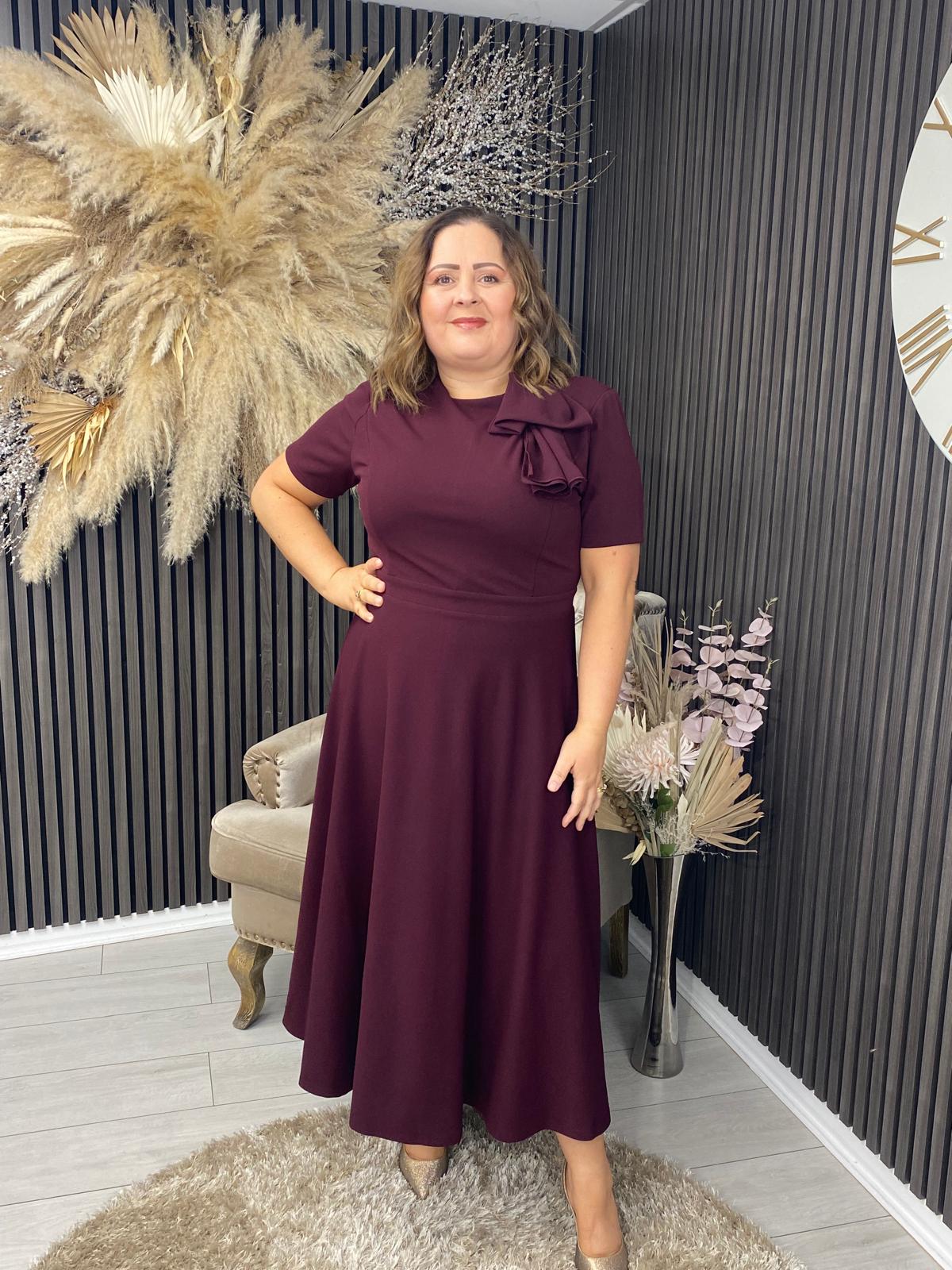 MINTA BOW DRESS - PLUM