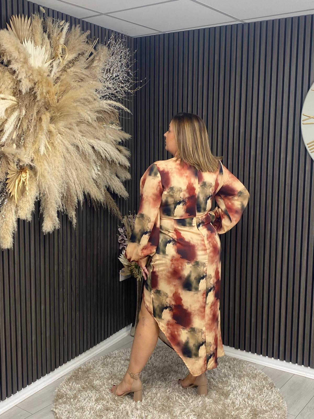ELSA DRESS - BROWN PRINT