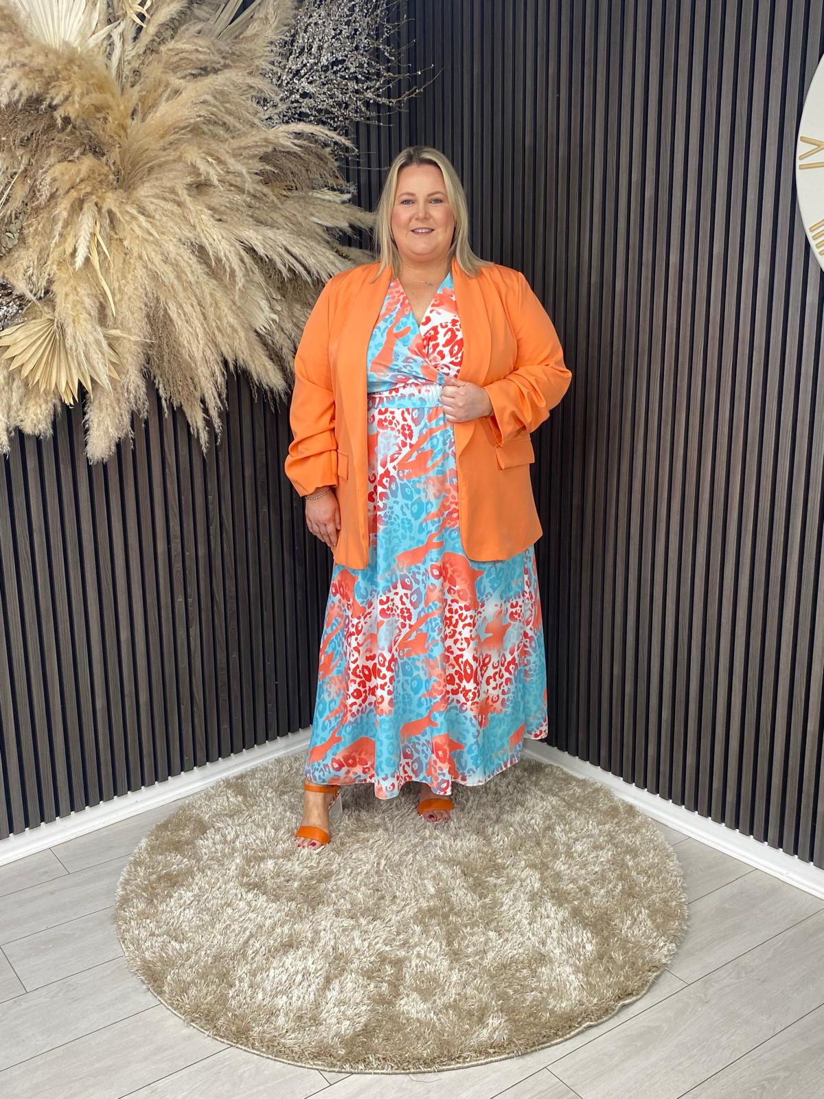 CERYS DRESS - BLUE/ORANGE