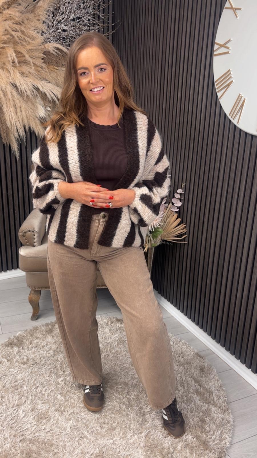 GLENDA CARDIGAN - BROWN/TAUPE